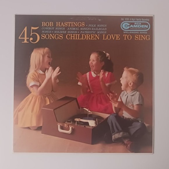 Vintage Bob Hastings 45 Songs Children Love To Sing vinyl record, 1960 original - Picture 1 of 9